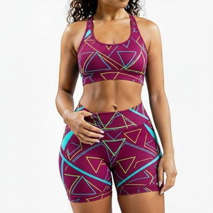 Women's Halter Strap Sports Bra & High Waist Shorts Set Seamless Yoga Activewear 2 Piece Four-Way Stretch Quick Dry - Product Image 1