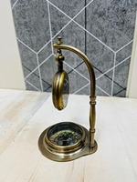 OLD WORLD TREASURE HANDICRAFTS Horloge de bureau moderne en laiton avec boussole, artisanale, portable, décoration nautique de table