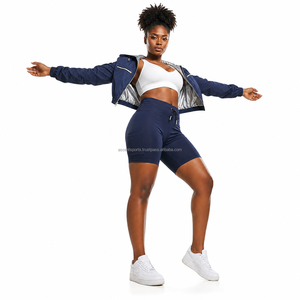 Custom Printed Logo Girls Hooded Windbreaker Set Ripstop Polyester Fabric Side <b>Zip</b> Pocket Shorts Wholesale OEM Private Wear - Product Image 6
