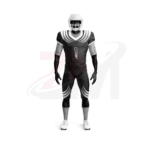 Ensemble d'uniformes de football américain pour hommes, maillot noir et pantalon, numéro 1, impression par sublimation, polyester respirant, taille adulte - Product Image 2