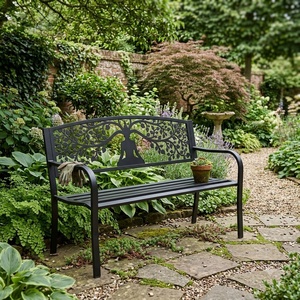 Weatherproof Powder Coated Wrought Iron European Design KHP Brand Park Bench Custom Hand Forged Metal Garden Long <b>Chair</b> <b>2</b>-Seater - Product Image 4
