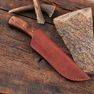 Cuchillo Nórdico Forjado de Hoja Fija para Caza, Desollado y Camping con Mango de Palisandro, Espiga Completa, Personalizado OEM/ODM, Funda de Cuero - Product Image 6
