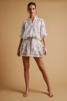 Robe de soleil blanche élégante à Paillettes scintillantes, broderie, magnifique, rose tendance, tunique, à la mode, tenue courte pour dames