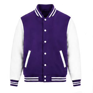 OEM Wholesale Fashion Wear Men's Varsity Jackets Breathable Custom Made <b>Plain</b> Blank Varsity Jacket for Men with Private Logo - Product Image 4