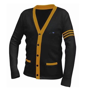 Suéter de Punto al por Mayor con Rayas Estilo Universitario para Fraternidad Griega, 100% Acrílico Suave con Parches y Letras Personalizados - Product Image 1