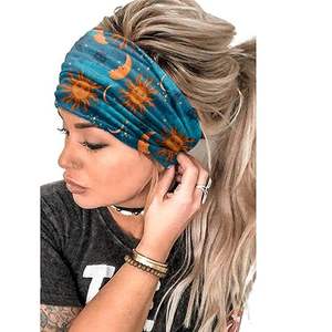 Diademas de Moda para Mujer, con Estrellas y Luna, Anchas, Anudadas, Antideslizantes, Elásticas, de Poliéster y Nailon, Turbantes para Yoga, Bandas para el Cabello - Product Image 1