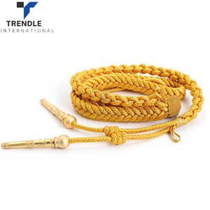 Aiguillette de hombro para uniforme ceremonial, hecha a mano con hilo de alambre plateado y puntas metálicas, diseño personalizable, nailon. - Product Image 3