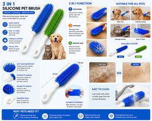 Brosse de toilettage pour animaux de compagnie 3-en-1 en silicone, brosse de bain, de massage et d'épilation pour chiens et chats, fournisseur en gros - Product Image 5