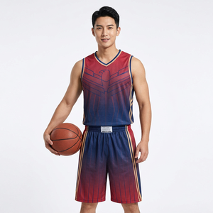 Conjunto de camiseta y pantalones cortos de baloncesto personalizados para hombre – Diseño New Eagle en rojo y azul marino |   Ropa Deportiva al por Mayor - Product Image 1