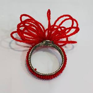 Handmade Napkin Ring in Pink and Orange Beads Glass Napkin Holder Tableware for Parties <b>Other</b> Colors Available - Product Image 5