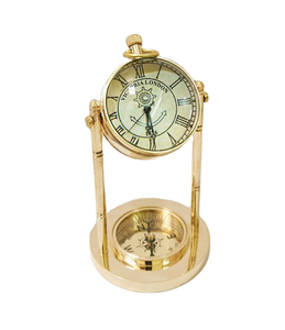 UNICORN HANDICRAFTS Victoria London Horloge de bureau en laiton avec boussole, mouvement à quartz, cadran en verre, adaptée à l'extérieur, style traditionnel - Product Image 5