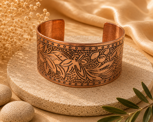 Handcrafted Vintage Red Copper Magnetic Bracelet for <b>Men</b> Adjustable Hammered Texture Fashion <b>Bangle</b> Healing Therapy Inspiration - Product Image 3