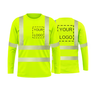เสื้อยืดทำงานแบบสะท้อนแสงคุณภาพสูงสำหรับงานรักษาความปลอดภัย ขายส่งจากโรงงาน แขนยาว ผ้าฝ้าย - Product Image 3