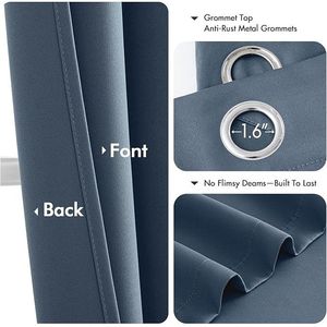Rideaux occultants bleus en tissu Gro Stone pour chambre et salon, 63 pouces de long, 2 panneaux, isolants thermiques, assombrissants - Product Image 5