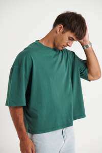 Vintage <b>Washed</b> Boxy Crop Men's shirts 100% Cotton Drop Shoulder Custom Logo Print Streetwear Tee Private Label Bulk OEM - Product Image 6