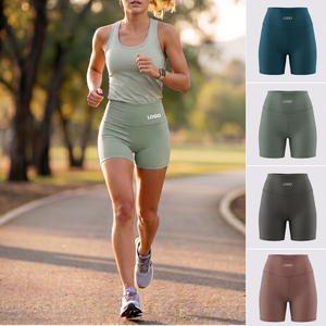 Seamless Mid Waist Yoga Shorts Women Gym Fitness Scrunch Butt Lifting Biker Shorts Morandi Green Breathable Spandex Solid <b>Booty</b> - Product Image 1
