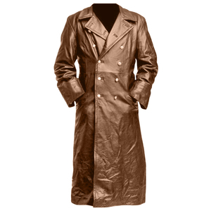 Plus Size <b>Men's</b> <b>Black</b> Leather <b>Long</b> <b>Coat</b> Turn Down Collar Single Breasted Winter Overcoat - Product Image 4