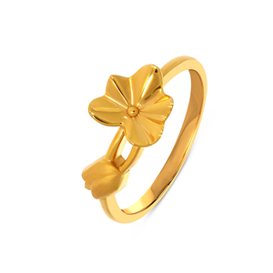 Bague Fleur et Bouton Dorée Golden Blossom Grace Plaqué Or pour Femme – Élégante, Inspirée de la Nature, Minimaliste, Tendance - Product Image 1