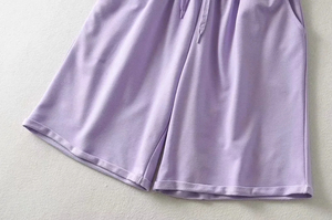 Shorts de Cintura Alta, Holgados, de Tela Transpirable y Ecológica de Alta Calidad, Color Sólido, Estilo Casual para Mujer, Venta al Por Mayor - Product Image 5