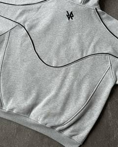 Ensemble de survêtement gris à capuche court |   Survêtement technique à empiècements |   Ensemble Athleisure Oversize |   Fabricant de Marques Privées OEM - Product Image 5