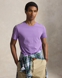T-shirt à manches courtes et col rond en coton lavande uni pour homme – Vêtement décontracté doux, léger et confortable pour la mode de tous les jours - Product Image 4