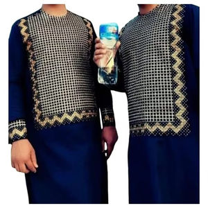 Elegante Vestido Islámico para Hombre, Estilo Pakistaní Pashtun Balochi Tribal Kabul Kuchi Shalwar Kameez, Informal, con Parches, Antiarrugas, de Algodón - Product Image 1