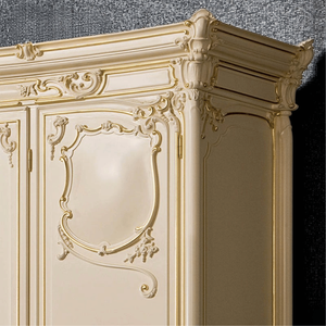 High End Classic French Wardrobe <b>Mirror</b> Door Mahogany Wood Hand Carved Cream Luxury Bedroom Furniture Customized for Villa Hotel - Product Image 4