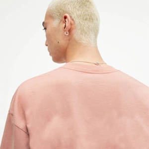 เสื้อยืดโอเวอร์ไซส์ผู้ชายสีชมพูอมเทา ผ้าคอตตอนหนานุ่ม คอกลม แขนสั้น ทรงหลวม สั่งทำได้ตามต้องการ 100% - Product Image 4