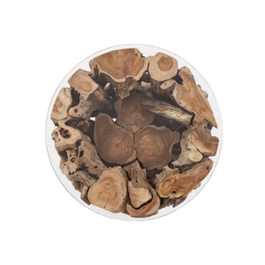 โต๊ะกาแฟไม้สักหรูหรา ARTERRA พร้อมท็อปกระจกทรงกลมสำหรับห้องนั่งเล่น - Product Image 3