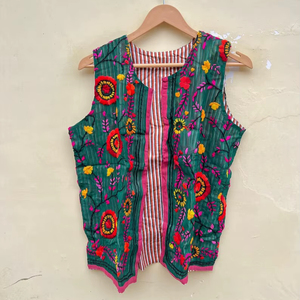 Gilet matelassé indien fait main 100 % coton, écologique, respirant, séchage rapide, anti-plis, pour automne-hiver - Product Image 1