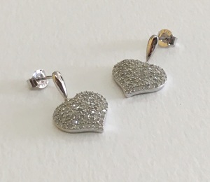 1.63 Cttw Round Cut White Natural Diamond Heart Shape Dangle <b>Earrings</b> for Women in 925 Sterling Silver, Push <b>Back</b>, Prong Setting - Product Image 3