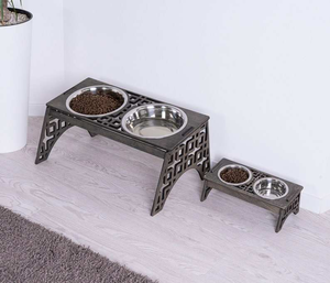 Dernier modèle de mangeoire pour chien en bois avec gamelles en acier – Distributeur de nourriture pour animaux de compagnie en bois - Product Image 1