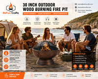 Brasero extérieur en acier de 30 pouces avec poignées et écran anti-étincelles pour patio et jardin, fabrication OEM ODM directe usine