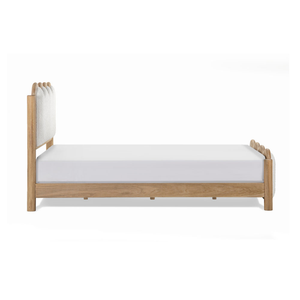 Cama de Plataforma de Roble Escandinavo Tamaño Queen con Cabecera Tapizada Ondulada, Diseño de Cama Suave - Product Image 5