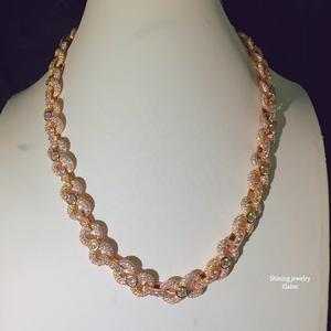 Collier chaîne cubaine de luxe en moissanite bleue et blanche, style hip-hop glacé, pièce maîtresse - Product Image 1