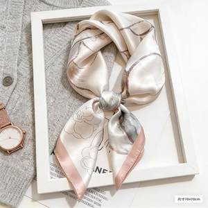 ผ้าพันคอไหมพิมพ์ลายสปริงเฟรช สวยหรู สำหรับผู้หญิง ผ้าซาตินเนื้อนุ่ม ผ้าพันคอสี่เหลี่ยม ผ้าคลุมไหล่ ผ้าคลุมฮิญาบ ผ้าพันคอ ผ้าพันคอแบบผูก 70x70 ซม. - Product Image 2