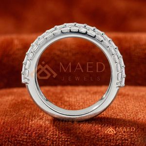925 Sterling <b>Silver</b> Baguette Moissanite Diamond <b>Ring</b> Full <b>Eternity</b> Wedding Band for Women USA - Product Image 2