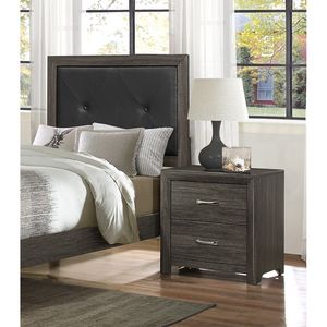 Contemporary Design 1pc Dark Gray Finish Nightstand with <b>Chrome</b> Tone Handles Bed <b>Side</b> <b>Table</b> for Bedroom Furniture - Product Image 1