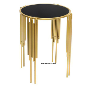 Mesa Auxiliar Metálica de Lujo para el Hogar, Color Negro y Dorado, con Tapa de Vidrio, Diseño Moderno a Precio Razonable, Venta al Por Mayor - Product Image 4