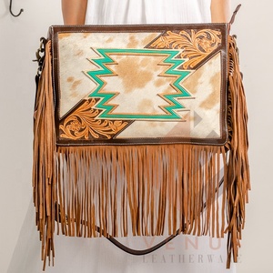 LW Sac à bandoulière à sangle unique pour femmes en cuir véritable à franges pour filles Style bohème pour le printemps et l'hiver - Product Image 1