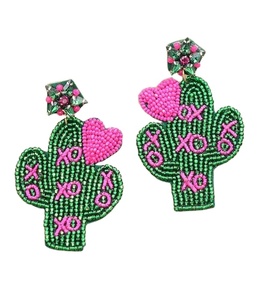 Cute Georgia HOGS Seed Beads Dangle Drop Earring Bordado Premium Handcraft & Beautiful Trendy Statement Jewelry para niña - Product Image 5