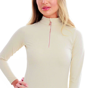 Haut de sport tricoté à manches longues pour femme, style équestre, couleur unie, respirant, extensible, séchage rapide, coupe longue - Product Image 5