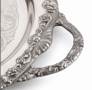 Bandeja de Metal Estilo Vintage para Servir Alimentos, con Diseño Floral Grabado y en Relieve, Utensilios de Cocina, Bandeja Decorativa para el Hogar y Hoteles - Product Image 2