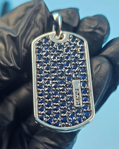 Colgante de Lujo Unisex de Hip Hop con Moissanita Azul Iced Out, Plata de Ley 925, Micro Pavé, Corte Brillante Redondo - Product Image 6