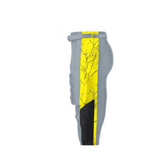 Custom American Football Jersey Pants Set Gray Black Yellow V-Neck Short Sleeve Moisture Wicking <b>Mesh</b> Uniform Adult Men - Product Image 3