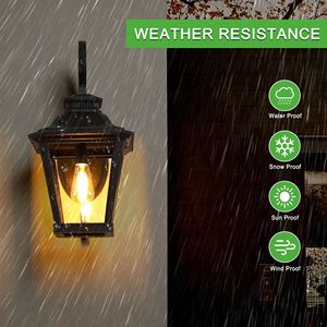 2 Pack <b>Black</b> Waterproof Outdoor Wall <b>Lanterns</b> Vintage Exterior Light Fixture Clear Glass Panels for Porch Outdoor Wall Lamps - Product Image 6