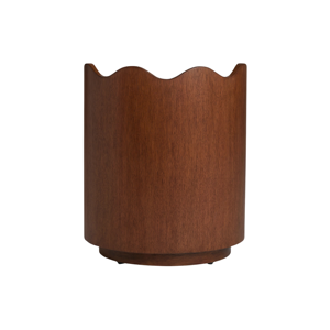 Modern Round Wooden Nightstand with Double Drawer, Curved Bedside Table Solid Wood Storage Cabinet for Bedroom Furniture - Product Image 4