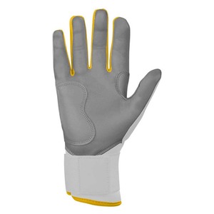 Guantes de Bateo Blancos y Amarillos Acolchados con Cierre de Tirón Unisex para Adultos, Entrenamiento, Ambidiestros - Product Image 4