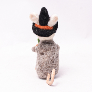 Felt Mouse with <b>Witch</b> Hat Holding Pumpkin Halloween Ornament Cute Spooky Wool Felt Hanging <b>Decoration</b> (100% Handmade) - Product Image 4