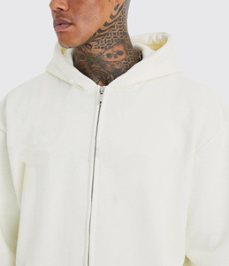 Nouveau sweat-shirt à capuche surdimensionné pour homme, fermeture éclair, logo flamme crème, streetwear, coton, molleton français, coupe classique, vêtements d'automne - Product Image 6